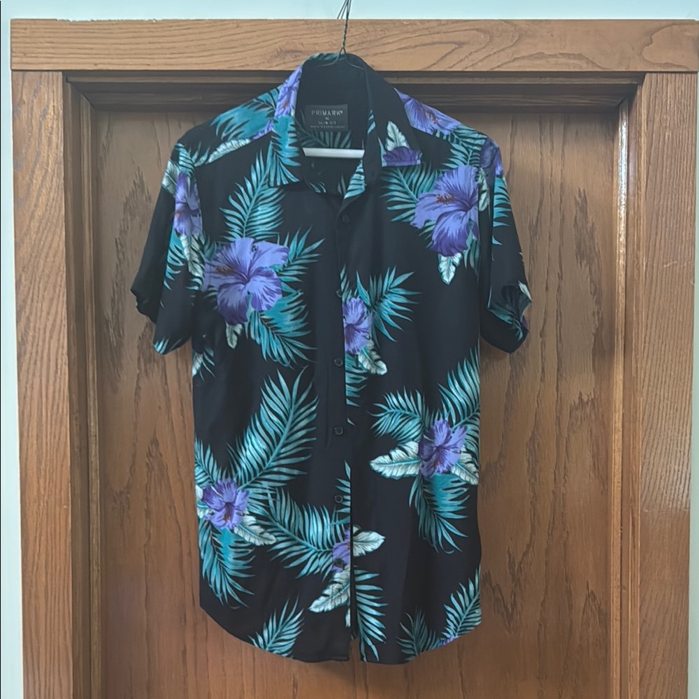 Men's Black Tropical Floral Shirt